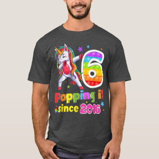 Camiseta 6 Years Old Pop It Dabbing Unicorn Popping Since 2
