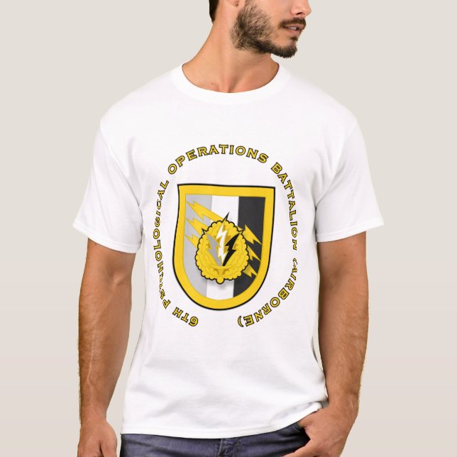 Camiseta 6o Bn de PsyOps - transportados por via aérea (Frente)