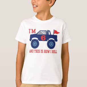 Camiseta 6o Monster truck do aniversário