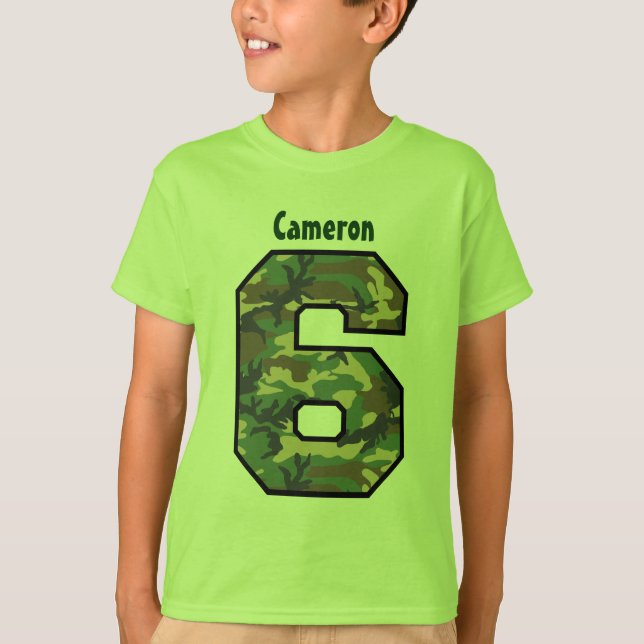 Camiseta 6o Nome feito sob encomenda de quatro anos V007F6 (Frente)