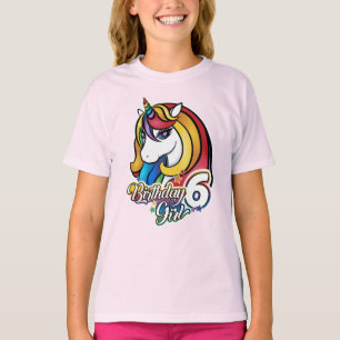 Camiseta 6o T-shirt do unicórnio do aniversário para