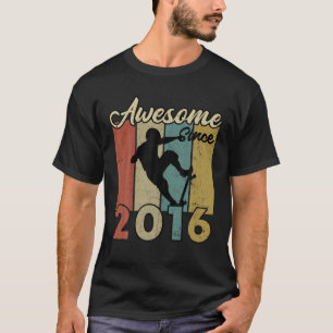 Camiseta 6Th Birthday Awesome Since 2016 Skateboard 6 Years