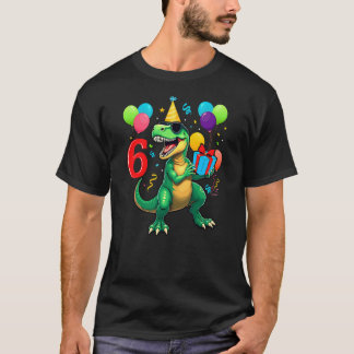 Camiseta 6th Birthday Shirt Boy Dinosaur Happy Bday T-rex P