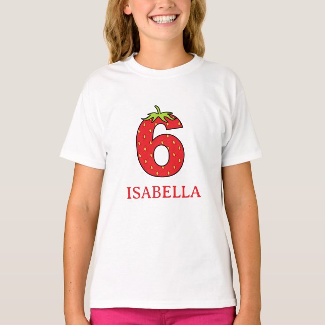 Camiseta 6th Birthday strawberry theme Party  (Frente)