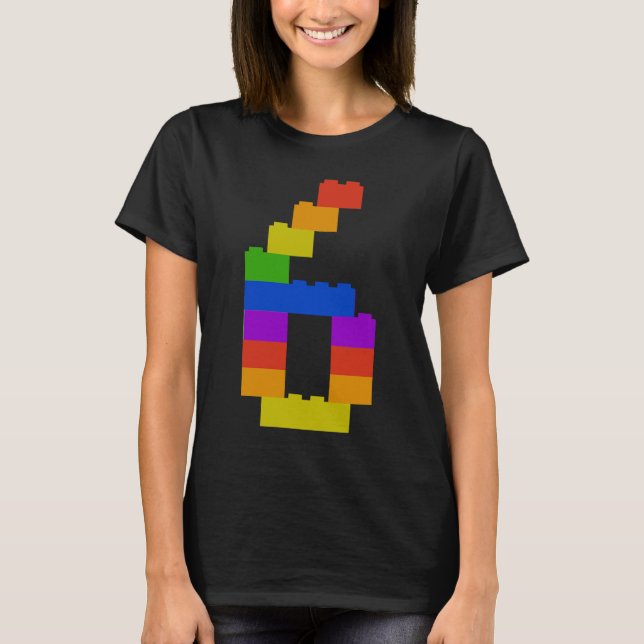 Camiseta 6th Birthday This little builder is 6 years Brick  (Frente)