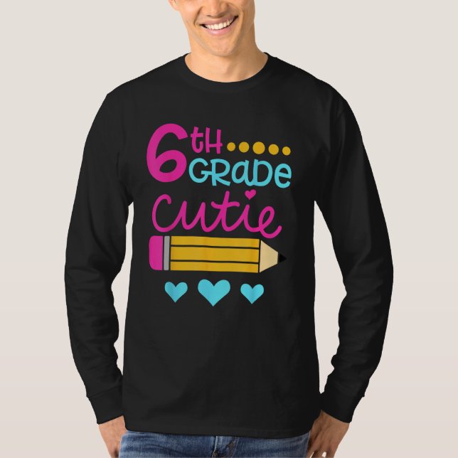 Camiseta 6th Grade Cutie First Day of School Back to School (Frente)