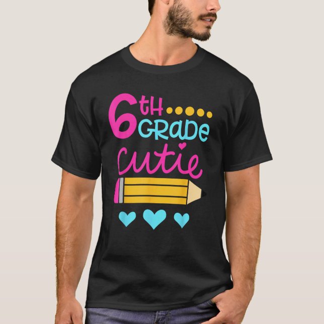 Camiseta 6th Grade Cutie First Day of School Back to School (Frente)