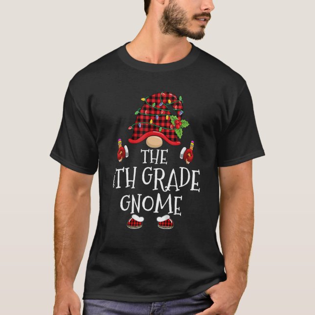 Camiseta 6th Grade Gnome Buffalo Plaid Matching Family Chri (Frente)