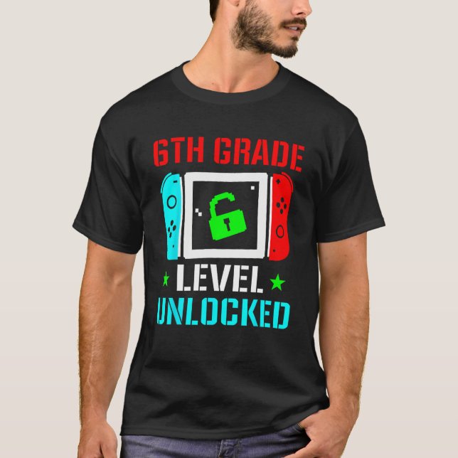 Camiseta 6th Grade Level Unlocked  Back To School Gamer Boy (Frente)
