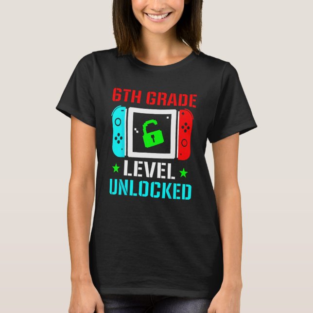 Camiseta 6th Grade Level Unlocked  Back To School Gamer Boy (Frente)