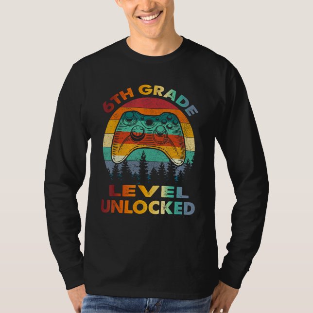 Camiseta 6th Grade Level Unlocked Gamer 1st Day Of School B (Frente)