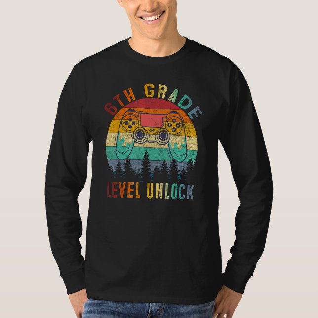 Camiseta 6th Grade Level Unlocked Video Game Back to School (Frente)