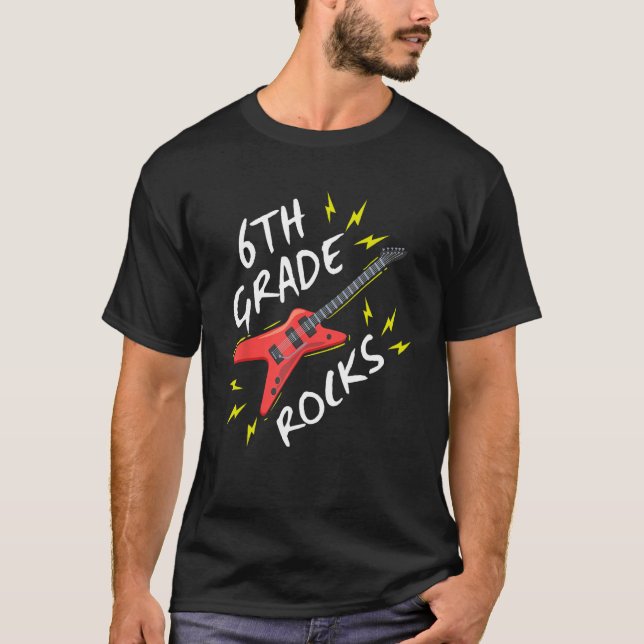 Camiseta 6th Grade Rock Guitar Music Back To School (Frente)