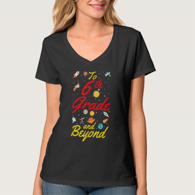 Camiseta 6th Grade Space Sixth Grade Teacher Student Back t (Frente)