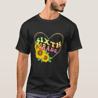 Camiseta 6th sixth Grade Floral Heart Back To School Teache