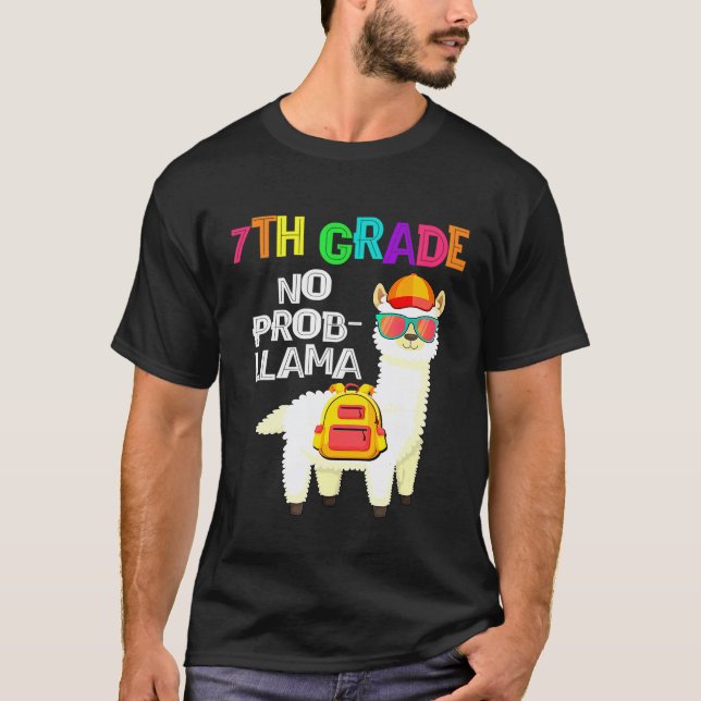 Camiseta 7º Ano Llama Sem Problema Primeiro Dia De Aula (Frente)