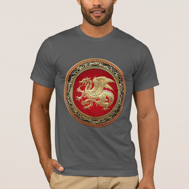 Camiseta [700] Dragão islandês, Landvættir [ouro] (Frente)