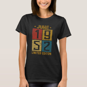 Camiseta 70 Aniversário De Junho De 1952 Nascer Em 1952 70