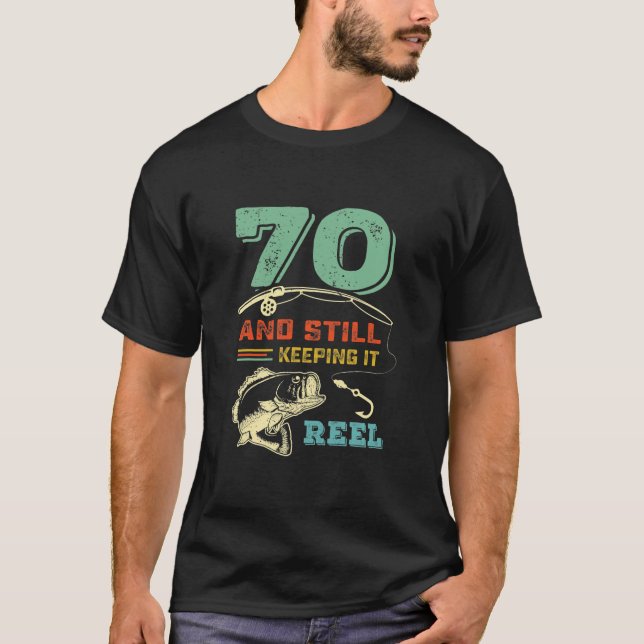 Camiseta 70 Aniversário Design de pesca de 70 pescadores (Frente)