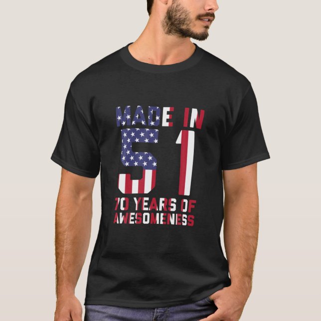 Camiseta 70 Aniversário Dotado Homens Americanos Mulheres d (Frente)