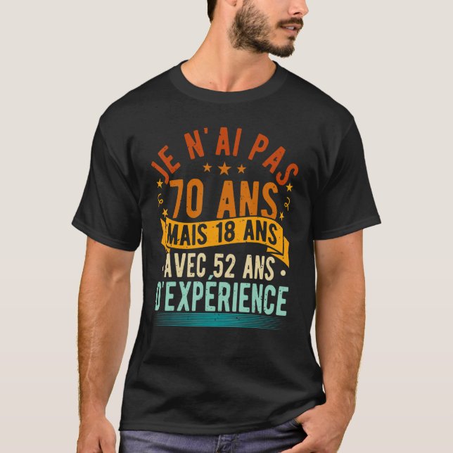 Camiseta 70 Aniversário Homens e Mulheres Humor Original (Frente)