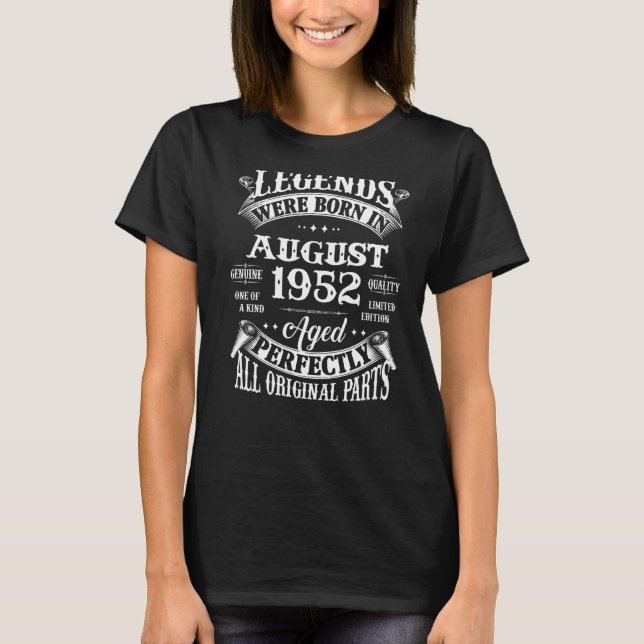 Camiseta 70 Aniversário Nascer De Legendas Em Agosto De 195 (Frente)