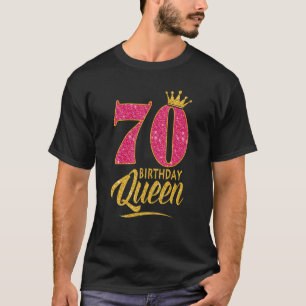 Camiseta 70 Aniversário Rainha 70 Anos de Idade Coroa Rosa
