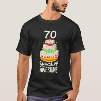 Camiseta 70 Anos De Bolo De Aniversário De 70 Engraçado Inc