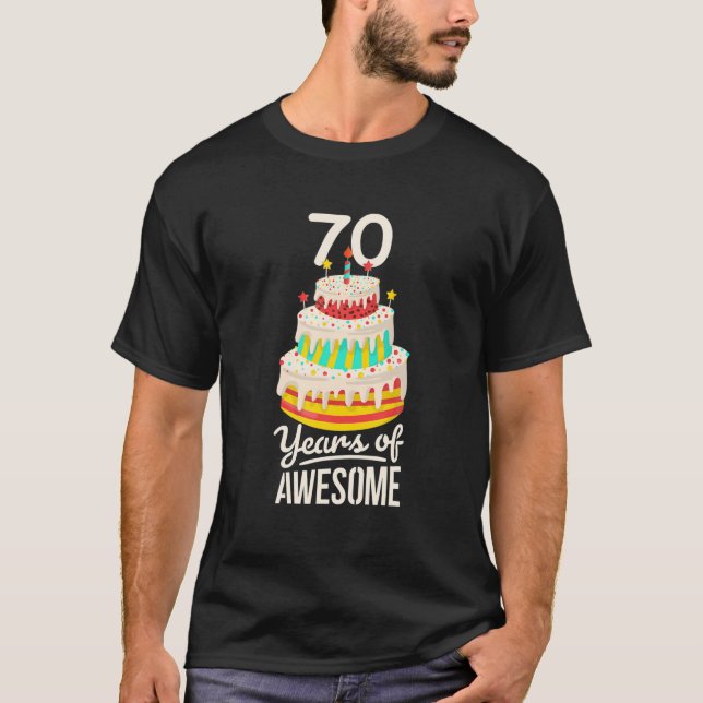 Camiseta 70 Anos De Bolo De Aniversário De 70 Engraçado Inc (Frente)