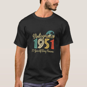 Camiseta 70 Anos De Estar Incrível Retro Vintage 1951 70