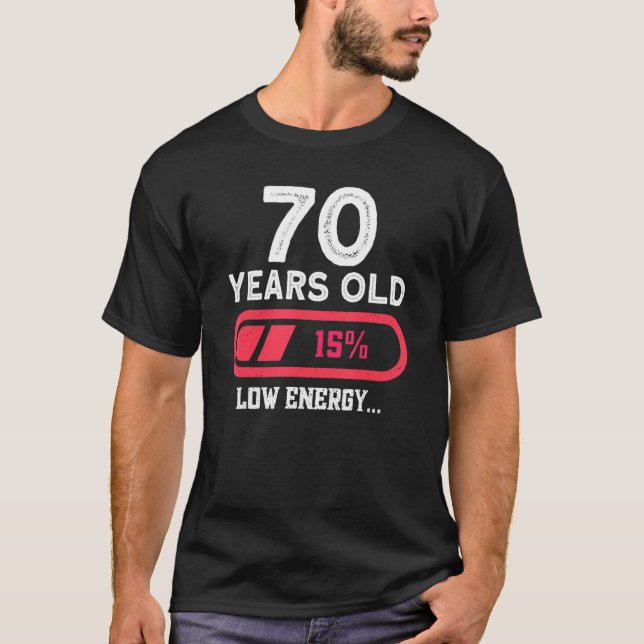 Camiseta 70 Anos De Idade, 70 De Baixo Consumo De Energia,  (Frente)