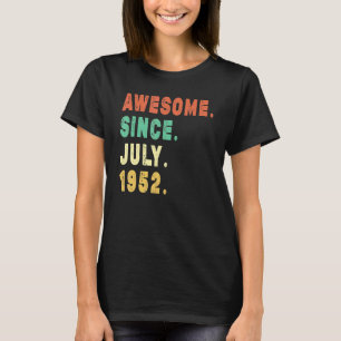 Camiseta 70 anos de idade incrível desde julho de 1952 70 a