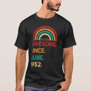 Camiseta 70 anos de idade incrível desde junho de 1952 70 a