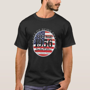 Camiseta 70 Anos de Idade Vintage 1956 Edição Limitada 70º