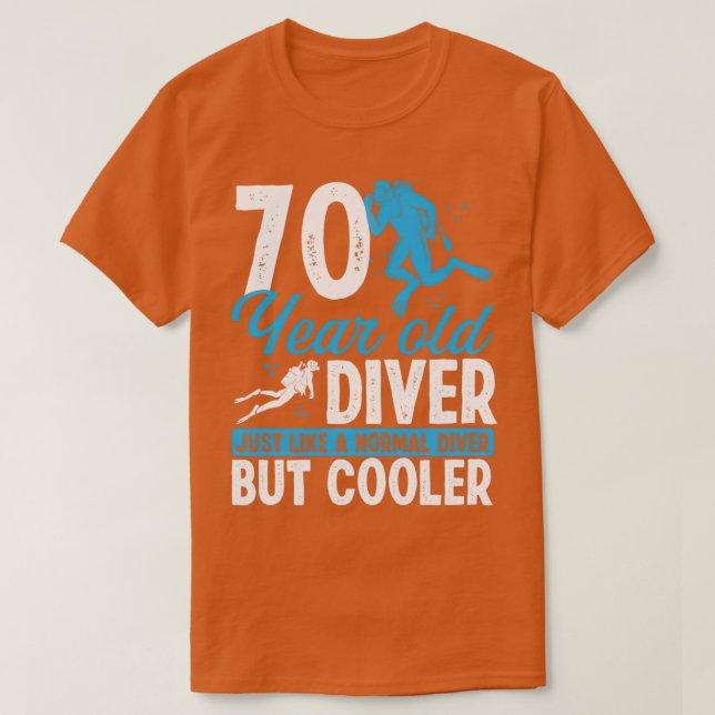 Camiseta 70 Anos Mergulhando Mergulhador Snorkel 70 Anivers (Frente do Design)