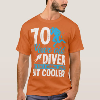 Camiseta 70 Anos Mergulhando Mergulhador Snorkel 70 Anivers
