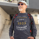 Camiseta 70 Birthday 1953 Nome Legendário Dourado Azul Escu<br><div class="desc">70 Aniversário adicione seu nome T-shirt. Edite o nome e o ano com o modelo fornecido. Uma camiseta de aniversário azul marinho escura e personalizada. Mais presentes e material de festa disponíveis com o design "Legendário" na loja.</div>