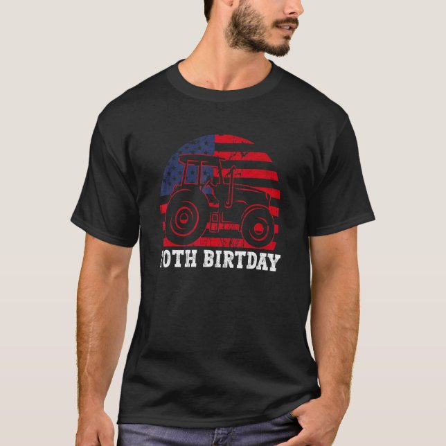 Camiseta 70 Birthday 70 Anos Us Flag Trator Driver (Frente)