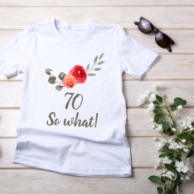 Camiseta 70 Birthday Engraçado Dizendo Aquarela Mulher Flor (Criador carregado)