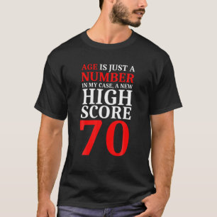 Camiseta 70 Birthday Man Woman High Score 70 Anos