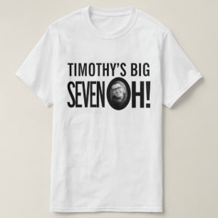 Camiseta 70 Birthday sete oh nome personalizado mono