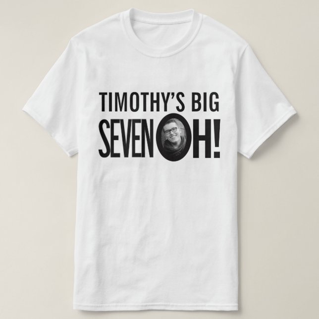 Camiseta 70 Birthday sete oh nome personalizado mono (Frente do Design)