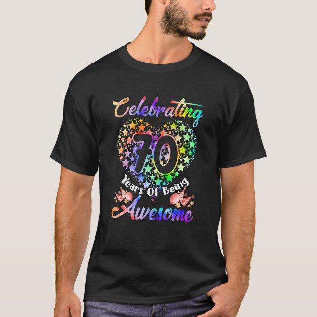 Camiseta 70 Birthday Tie Dye 70 Anos Awesom Awesom (Frente)