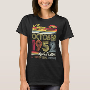 Camiseta 70 Birthday Vintage outubro de 1952 70 Aniversário