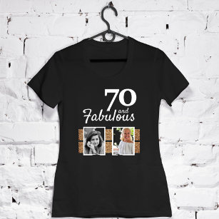 Camiseta 70 e Fabuloso 70 de Foto Glitter 2 no Aniversário