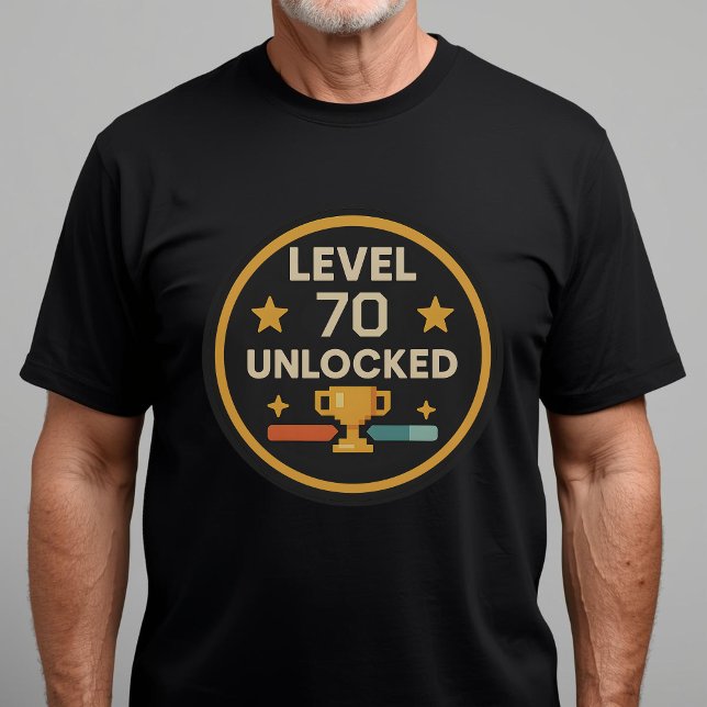 Camiseta 70 engraçado Aniversário de Jogos Nível 70 desbloq (Criador carregado)