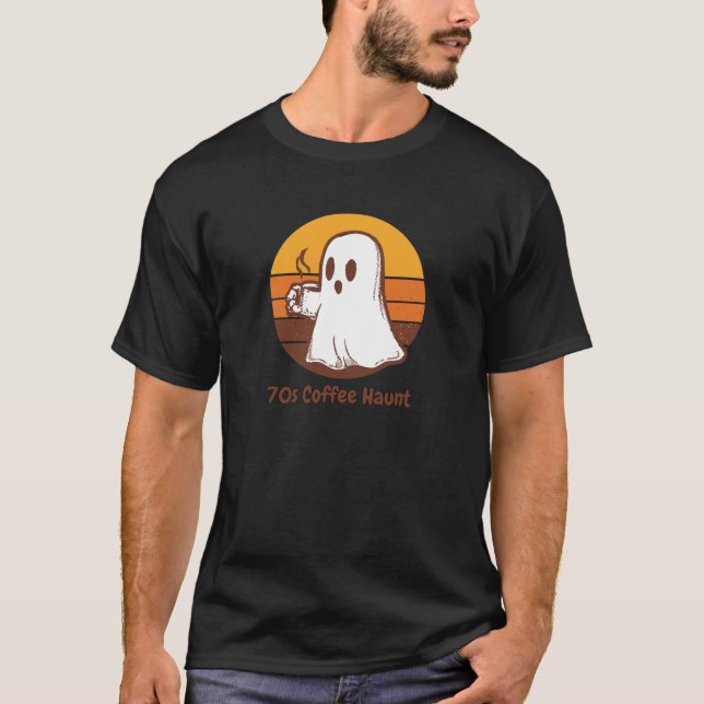 Camiseta 70s Retro Ghost Coffee Haunt (Frente)