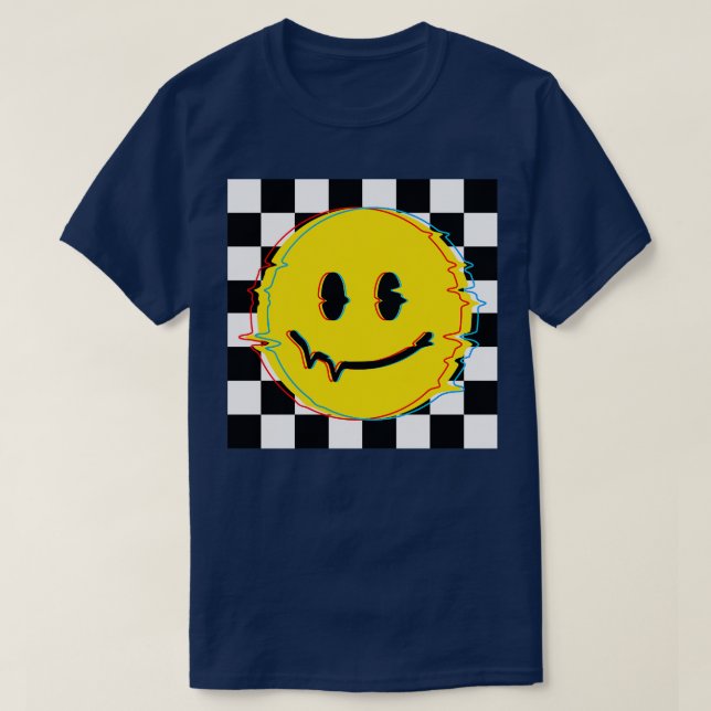 Camiseta 70s Vintage Smiley Glitch (Frente do Design)