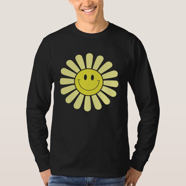 Camiseta 70s Yellow Smile Face Flower  Happy Peace Smiling  (Frente)