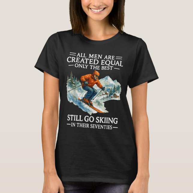 Camiseta 70th Birthday Skier Man 70 Years Old Skiing Lover  (Frente)